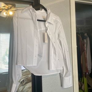 Rhinestone crop button up